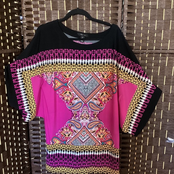 Style & Co Tops - Unique Crew Neck Dolman Sleeve Top (Color:  Deep Pink) (PREOWNED)